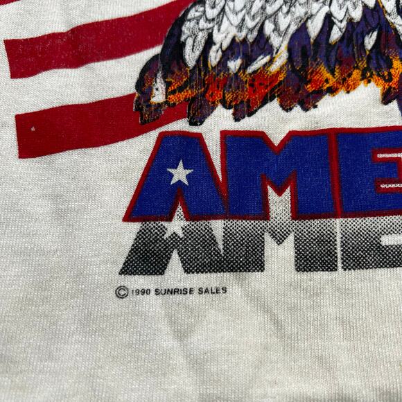 Vintage 90s USA T Shirt Single Stitch “stand Tall American “ Sz M /L Patriotic - Picture 3 of 11